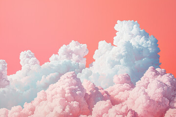 Puffy clouds in the pastel sky 