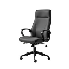 Adjustable Black Office Chair Isolated on Transparent Background
