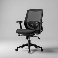 Adjustable Ergonomic Office Chair with Mesh Back Isolated on Grey Background