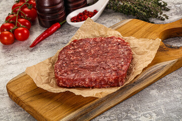Raw beef burger cutlet for grill