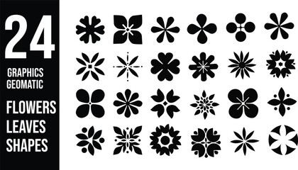 24 Geometric Flowers and leaves  Shapes - Bold and Modern Vector Graphics