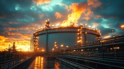 Obraz premium Refining Sunset: Industrial Grandeur at Dusk