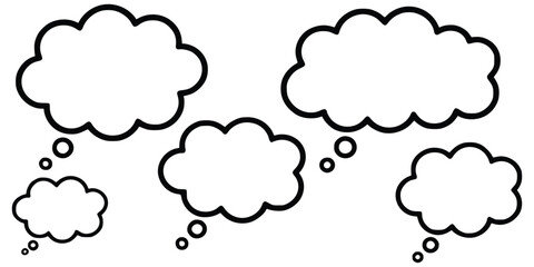 Collection Of Simple Black And White Thought Bubbles For Creative Projects