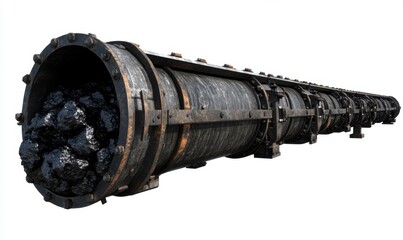 Coal transport pipeline, industrial setting, dark material, conveying system, energy production