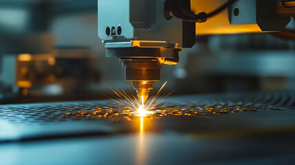 A scientist working with advanced laser cutting tools, ultra-modern research lab with precise cutting equipment and light beams, High-tech style