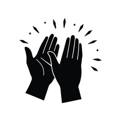 Human hands clapping and applause silhouette vector art illustration