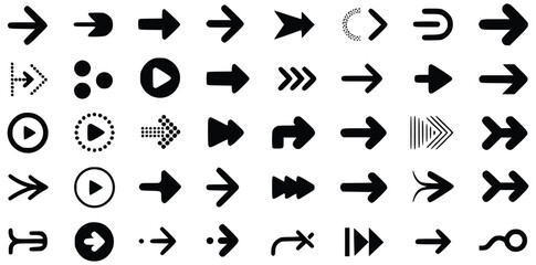 Collection Of Black Arrow Icons And Symbols For Navigation And Direction