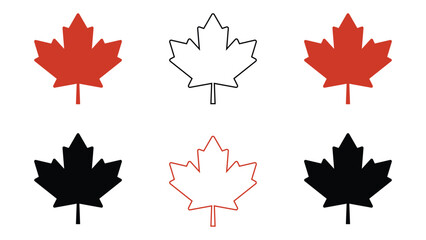 Canadian Maple leaf icon set, Maple leaves collection isolate, Maple leaf vector illustration