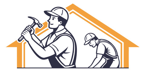 Construction Workers Vector Art for Home Renovation and Repair Projects