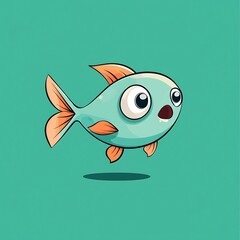 Cute cartoon fish swimming
