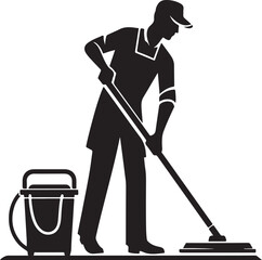 Cleaner vector icon. Silhouette vector of household hotel or apartment cleaning service. House cleaning person silhouette illustration on a white background