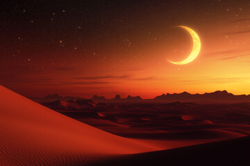 Sky at Night. Night sky background at sunset, in the desert 