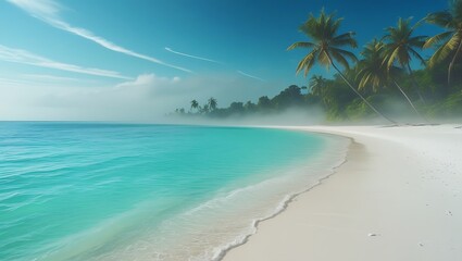 Clear turquoise water along a pristine beach