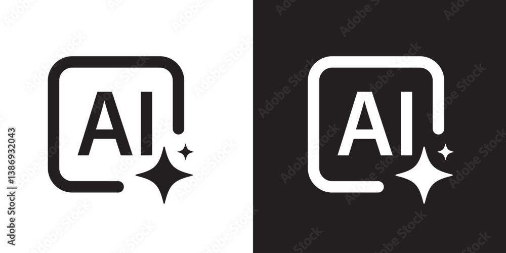 Poster Generate AI user interface. Artificial intelligence sign. AI enters by command prompt to generate ideas. Icon element for apps, and websites. Computer help assistant. Vector illustration.