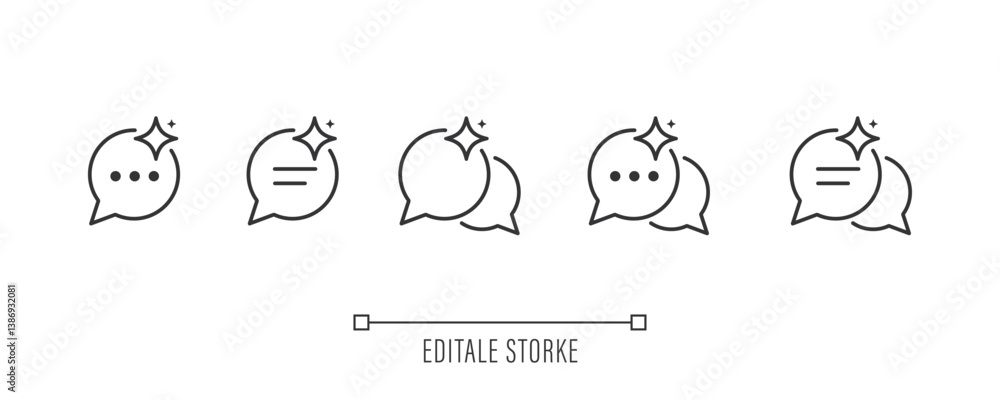 Aufkleber Chat with AI icon set. Support and service by AI. Artificial intelligence sign. Robot assistant. Icons for app user interface and web elements. Vector illustration. Editable stroke.