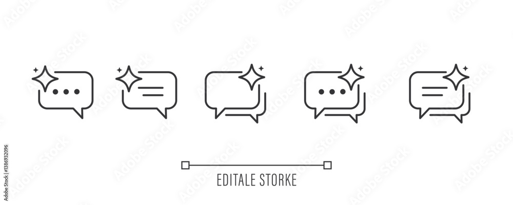 Aufkleber Chat with AI icon set. Support and service by AI. Artificial intelligence sign. Robot assistant. Icons for app user interface and web elements. Vector illustration. Editable stroke.