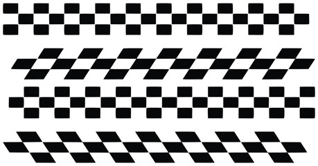 Hand Drawn Black And White Checkerboard Stripes With Tilted Variations Texture