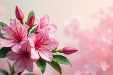 Fototapeta premium Delicate Pink Blossoms Flourishing in a Soft, Gentle Light, a Symbol of Spring's Arrival and the Promise of New Beginnings