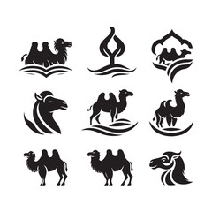 Obraz premium Camel logo icon. Camel vector icon. Camel silhouette logo vector on a white background