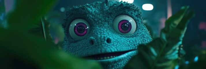 Animated Creature in Lush Plants