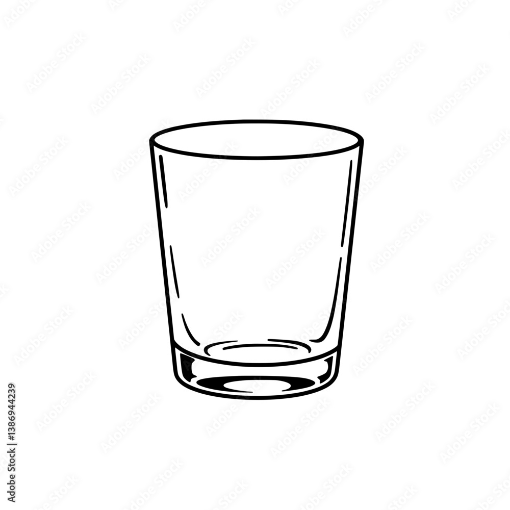 Poster empty drinking glass outline: simple line art of an empty drinking glass.