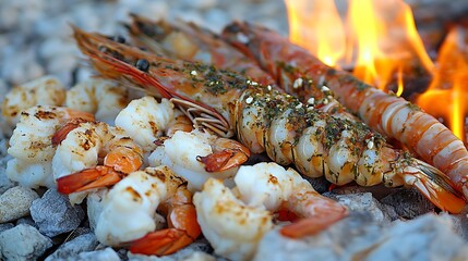 Grilled Shrimp by Campfire
