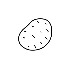 Simple Potato Sketch: An outlined illustration of a single, unadorned potato. This drawing captures the basic form of a humble root vegetable in a simple and direct manner.