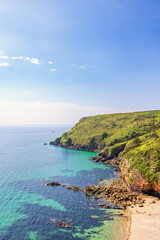 Beautiful rocky coastline with a sunny seascape view