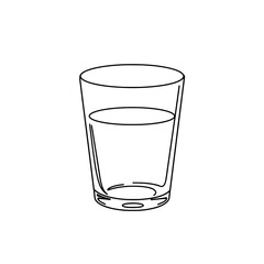 Glass of Water: A minimalist illustration of a glass filled with water, embodying clarity and refreshment, perfectly conveying a message of hydration and purity.