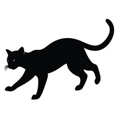 Black Cat Silhouette Walking Isolated Vector Illustration Graphic Resource Design.