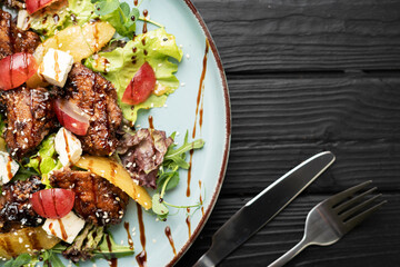 Gourmet Salad Pear Liver Dorblu Grapes Dish