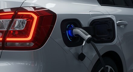 Fototapeta premium Electric Vehicle Charging: Silent Power, Glowing Future AI Generated