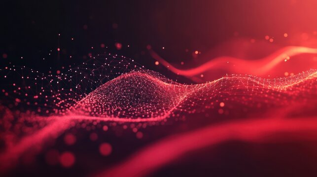 Abstract digital red particle wave design