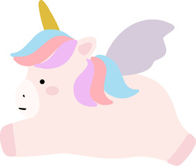 Unicorn horse Magic cartoon fantasy cute animal rainbow hair illustration