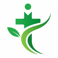Create a Professional Healthcare Logo with Green Cross and Dynamic Human Symbol