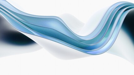 3D Abstract background on light background, gradient glass with blue dispersion, Iridescent design element for banner background.