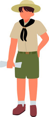 Children scouts cartoon with map people adventure camping