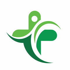 Abstract Human Logos Inside a Green Cross for Medical Branding Solutions

