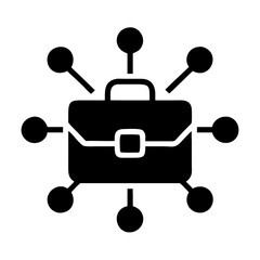Briefcase in Network Hub Icon Design