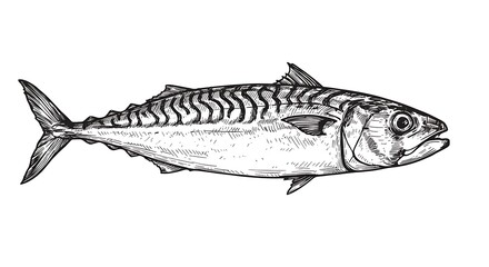 Detailed Hand-Drawn Illustration of a Mackerel AI Generated