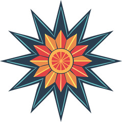 Fototapeta premium Geometric Star Shape with Vibrant Color Gradient and Mandala-Inspired Design in Abstract Style