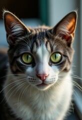 Obraz premium A close up of a cat with green eyes