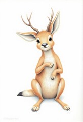 Obraz premium A drawing of a baby deer sitting on its hind legs