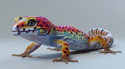Obraz premium 3D model of a multi-colored leopard gecko