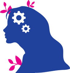 Woman silhouette with gears icon
