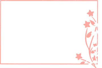 Simple silhouette pink and white floral frame
