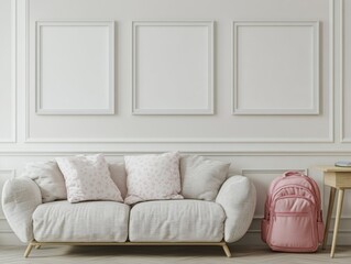 Cozy, minimalist room with a touch of pink