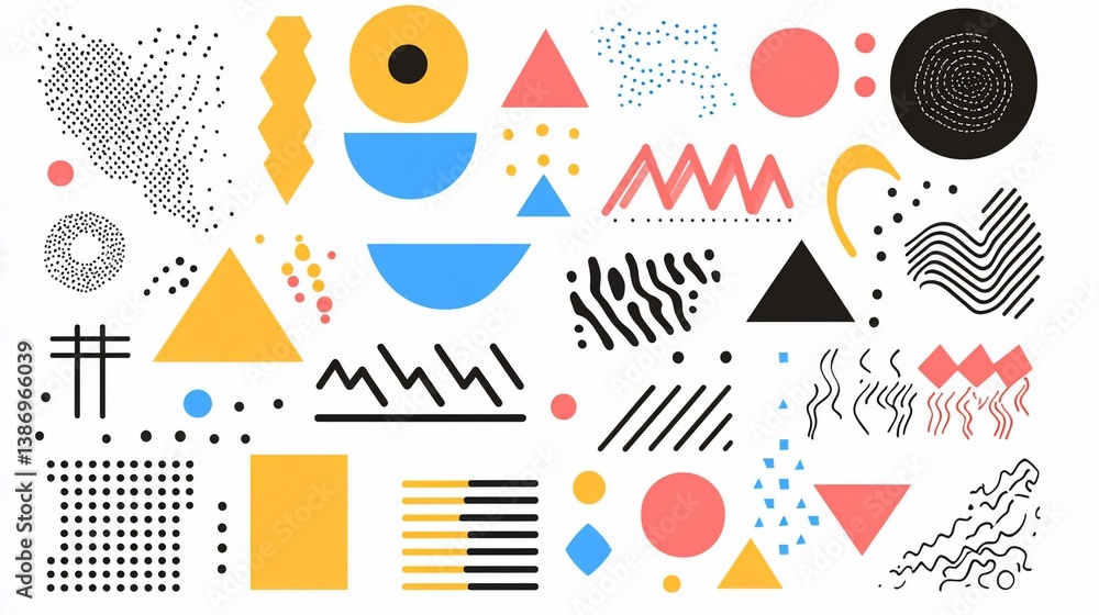 Poster geometric pattern illustration, abstract background with colorful shapes design