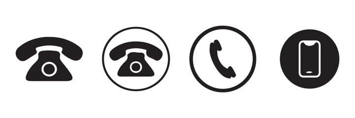 Black Phone icon set. Chat bubble icon. Telephone call sign. Contact icon phone mobile call. Contact us. Vector Illustration Eps 10