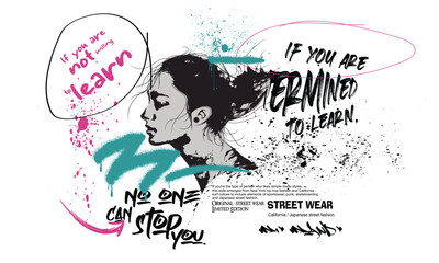 art graffity text splash t shirt print. Urban typography hipster street art graffiti slogan print with neon spray effect, t shirt graphics print design.eps